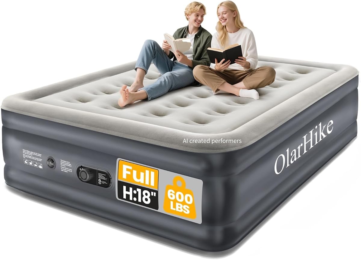 Full Air Mattress, 18 in, Built-In Pump