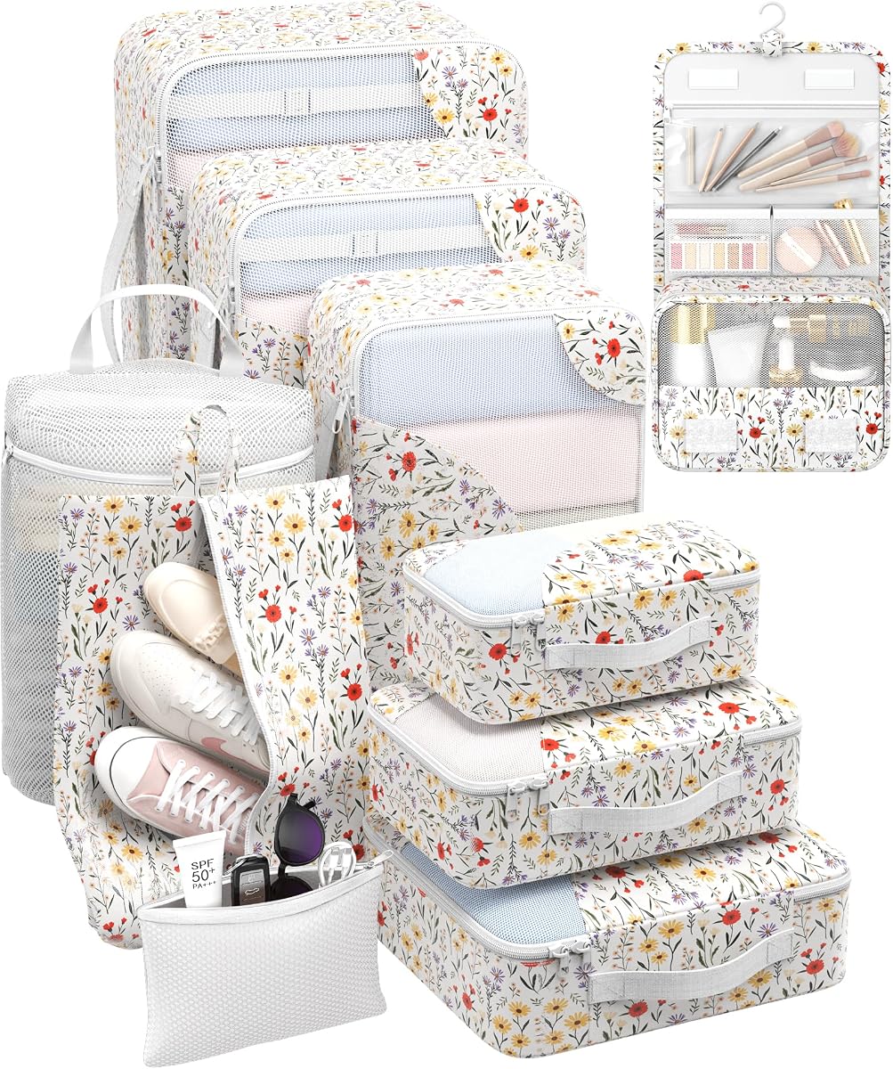 10-Piece Packing Cube Set - Flower Print