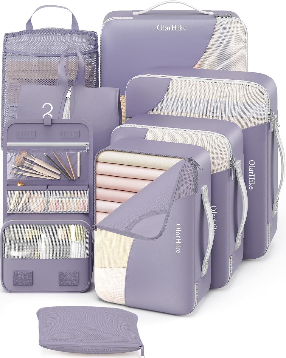 8-Piece Packing Cube Set - Purple Gray