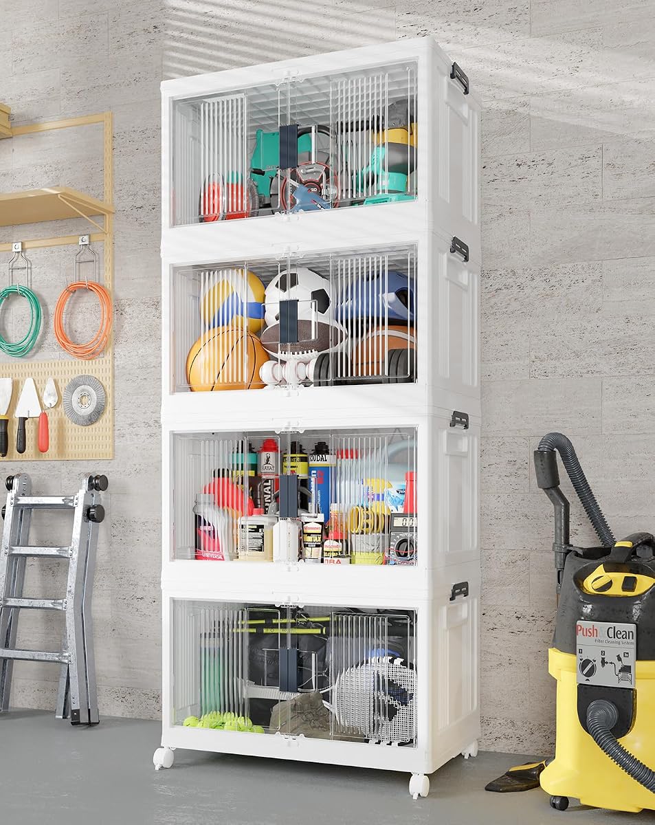 97 qt Folding Storage Bins - 4 Pack